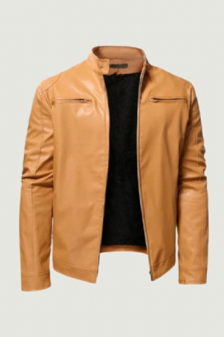 Veste En Cuir Épaissir Manteau En Homme Sport Locomotive Vêtements Affaires Gentleman