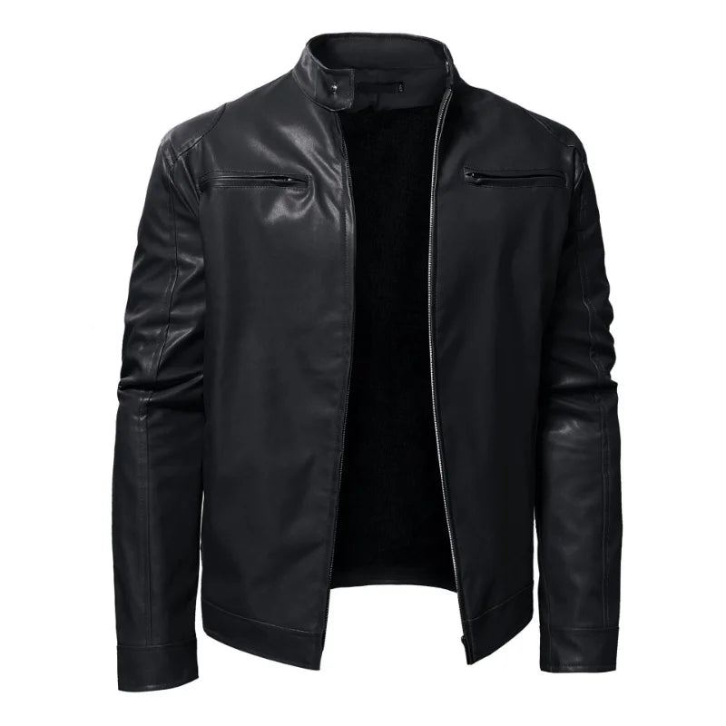 Veste En Cuir Épaissir Manteau En Homme Sport Locomotive Vêtements Affaires Gentleman - Marron