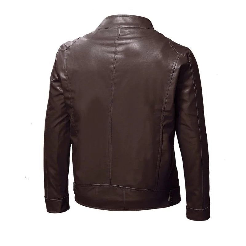 Veste En Cuir Épaissir Manteau En Homme Sport Locomotive Vêtements Affaires Gentleman - Marron