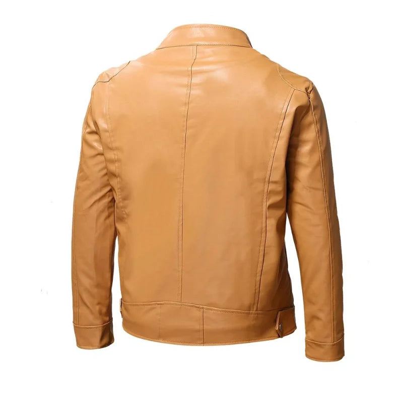 Veste En Cuir Épaissir Manteau En Homme Sport Locomotive Vêtements Affaires Gentleman - Marron