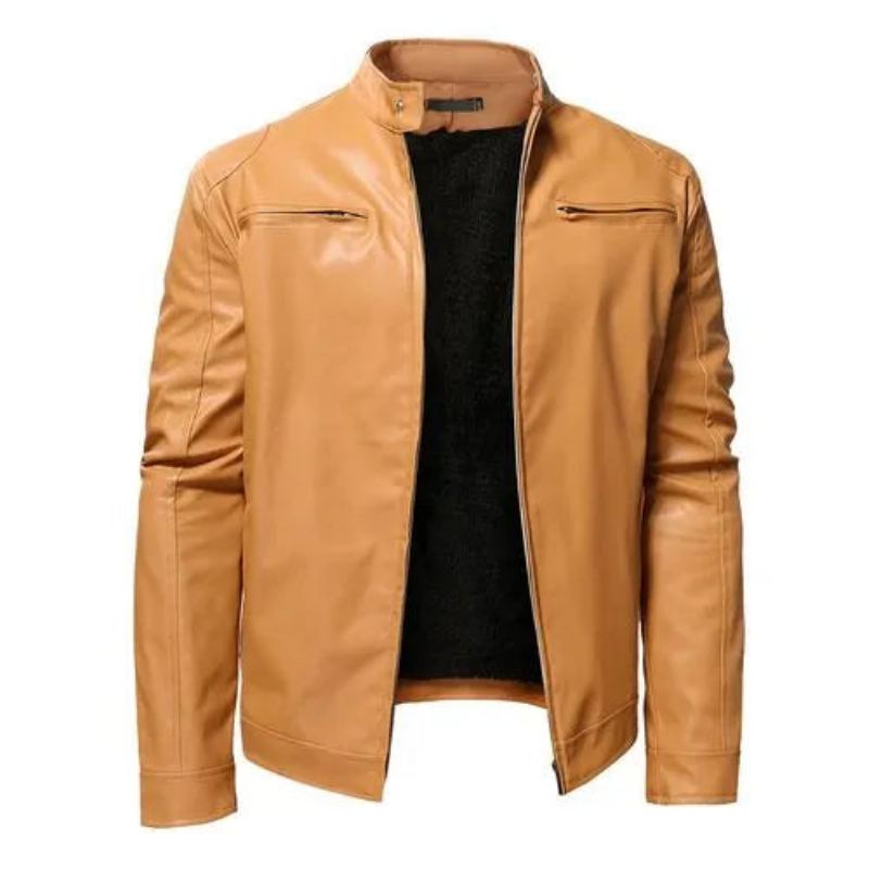 Veste En Cuir Épaissir Manteau En Homme Sport Locomotive Vêtements Affaires Gentleman - Marron