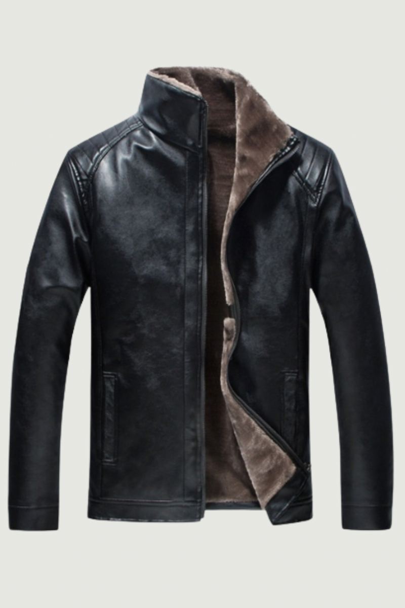 Veste En Cuir Hommes Hiver Polaire Épais Moto Coupe-vent Manteau Chaud Vêtements Masculins