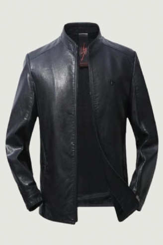 Veste En Cuir Pour Hommes Printemps Et Automne Noir Biker