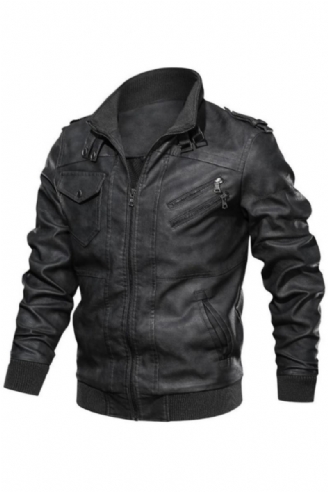 Veste En Cuir Pour Hommes Vestes En De Moto Manteaux De Faux Motard