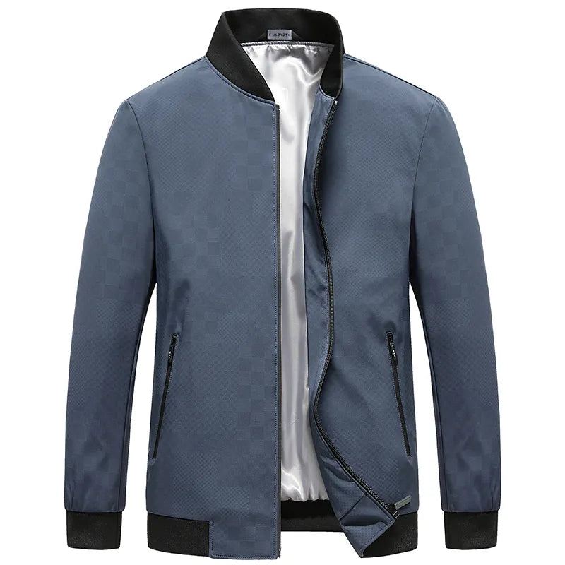 Veste Décontractée Pour Hommes Belle Tendance Coupe Cintrée Trois Couleurs Col De Baseball Jeunes - Noir