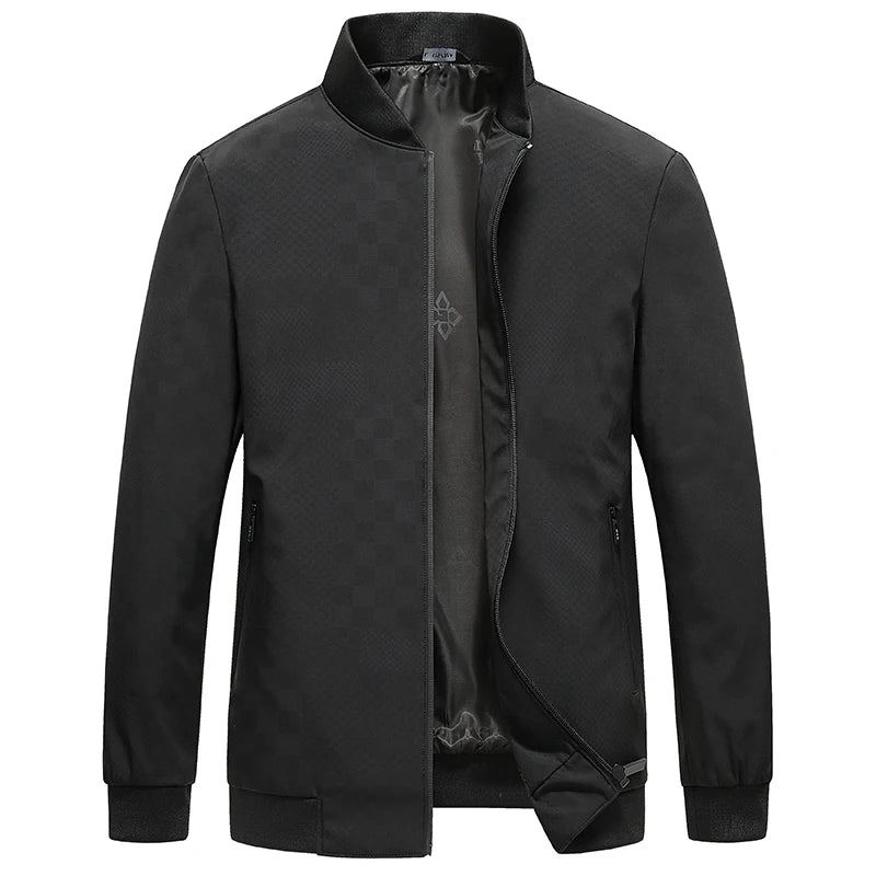 Veste Décontractée Pour Hommes Belle Tendance Coupe Cintrée Trois Couleurs Col De Baseball Jeunes - Noir