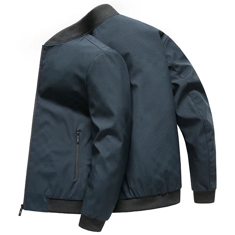 Veste Décontractée Pour Hommes Belle Tendance Coupe Cintrée Trois Couleurs Col De Baseball Jeunes - Noir