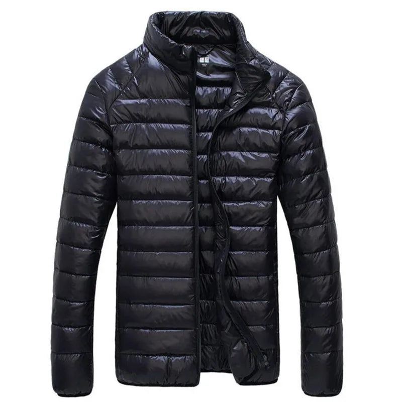 Veste Décontractée Ultra Légère Pour Homme Parka Chaude Imperméable En Duvet De Canard Blanc Vêtements D'extérieur Automne Et Hiver - Noir