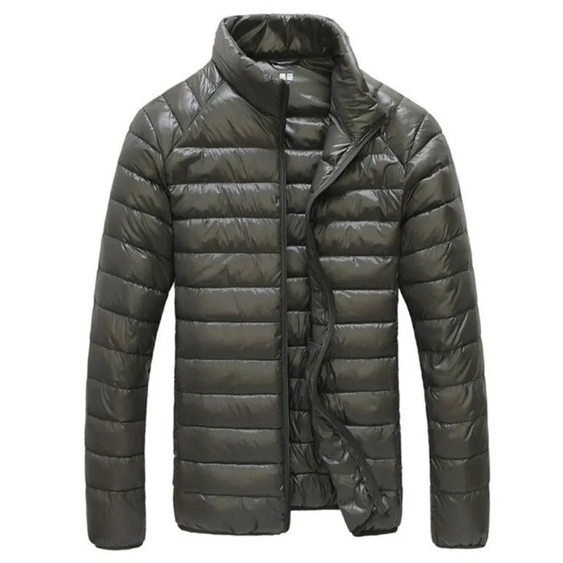 Veste Décontractée Ultra Légère Pour Homme Parka Chaude Imperméable En Duvet De Canard Blanc Vêtements D'extérieur Automne Et Hiver - Noir