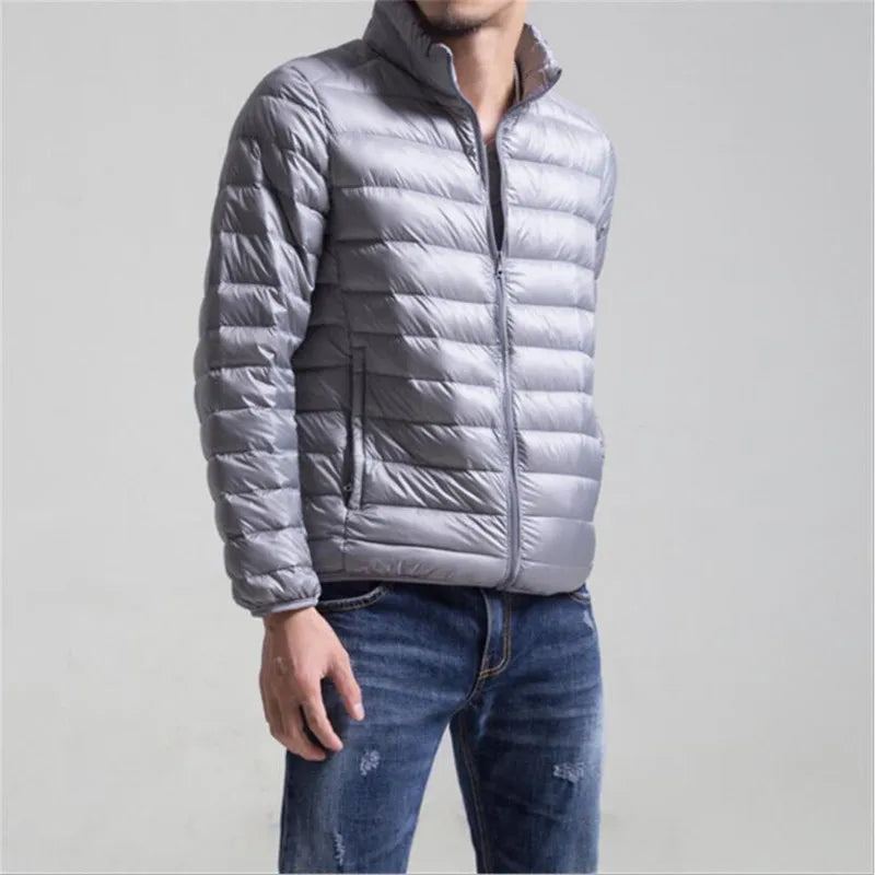 Veste Décontractée Ultra Légère Pour Homme Parka Chaude Imperméable En Duvet De Canard Blanc Vêtements D'extérieur Automne Et Hiver - Noir