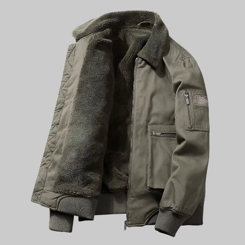 Veste Épaisse En Cachemire Pour Hommes Manteau Chaud Coupe-vent Vestes Cargo En Coton Hiver - Vert Armée