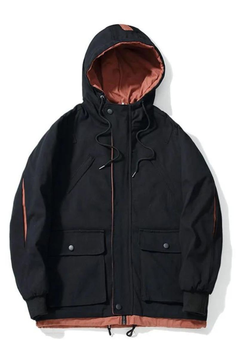 Veste Épaisse À Capuche Rembourrée Pour Homme Vintage Japonais Surdimensionné Tendance Manteau Cargo Vêtements Décontractés Joli Automne Et Hiver