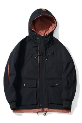 Veste Épaisse À Capuche Rembourrée Pour Homme Vintage Japonais Surdimensionné Tendance Manteau Cargo Vêtements Décontractés Joli Automne Et Hiver