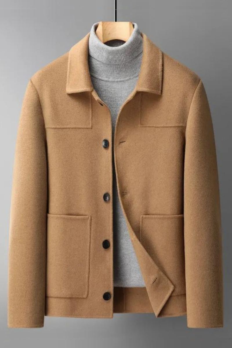 Veste Épaisse En Coton Et Laine Double Face Pour Hommes Belle Tendance D'affaires Automne Et Hiver