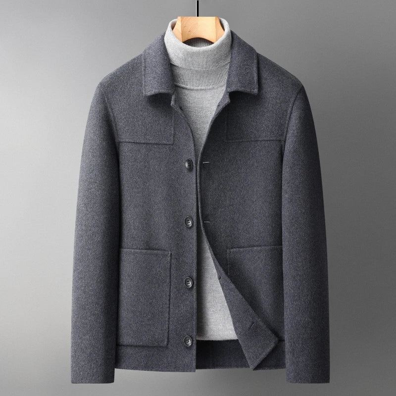 Veste Épaisse En Coton Et Laine Double Face Pour Hommes Belle Tendance D'affaires Automne Et Hiver - Gris