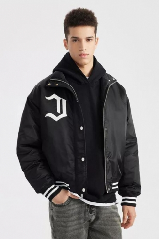 Veste D'hiver Chaude À Col Haut En Coton Rembourré Pour Homme De Baseball Américaine High Street Rembourrée En