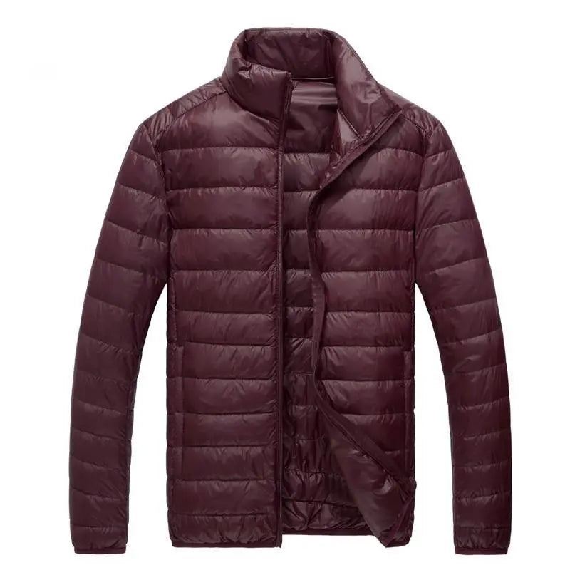 Veste D'hiver Chaude À Col Montant Pour Homme Manteau Épais Avec Fermeture Éclair Décontracté À Manches Longues - Rouge