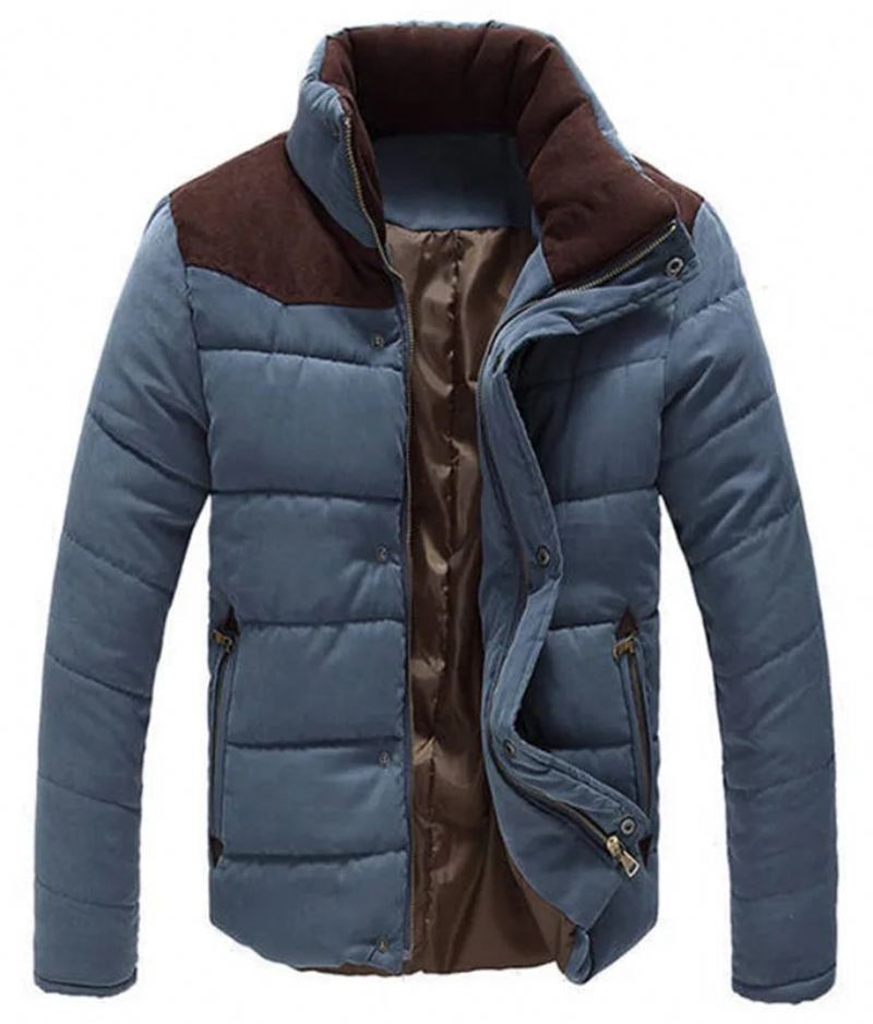 Veste D'hiver Pour Hommes Manteaux Chauds Et Décontractés En Coton Vêtements D'extérieur - Bleu