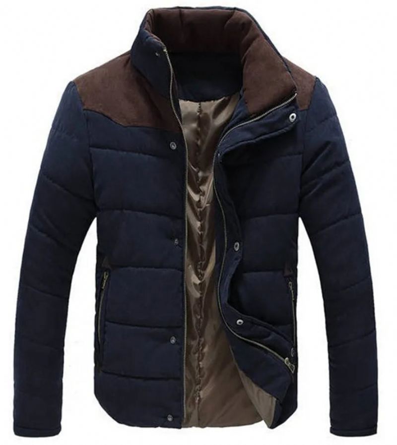 Veste D'hiver Pour Hommes Manteaux Chauds Et Décontractés En Coton Vêtements D'extérieur - Bleu