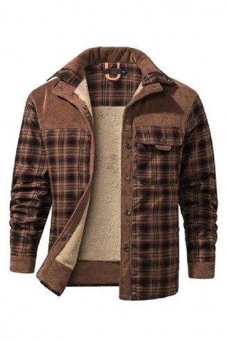 Veste D'hiver Hommes Polaire Épais Chaud Coton À Carreaux Automne Manteau Décontracté Doublure Chaude Homme