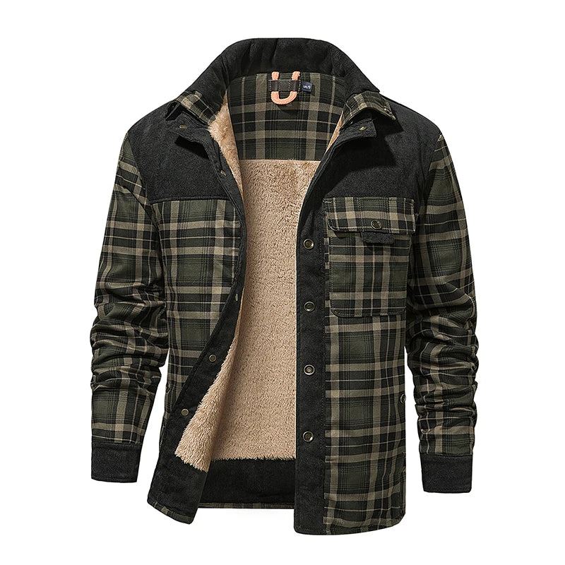 Veste D'hiver Hommes Polaire Épais Chaud Coton À Carreaux Automne Manteau Décontracté Doublure Chaude Homme - Café