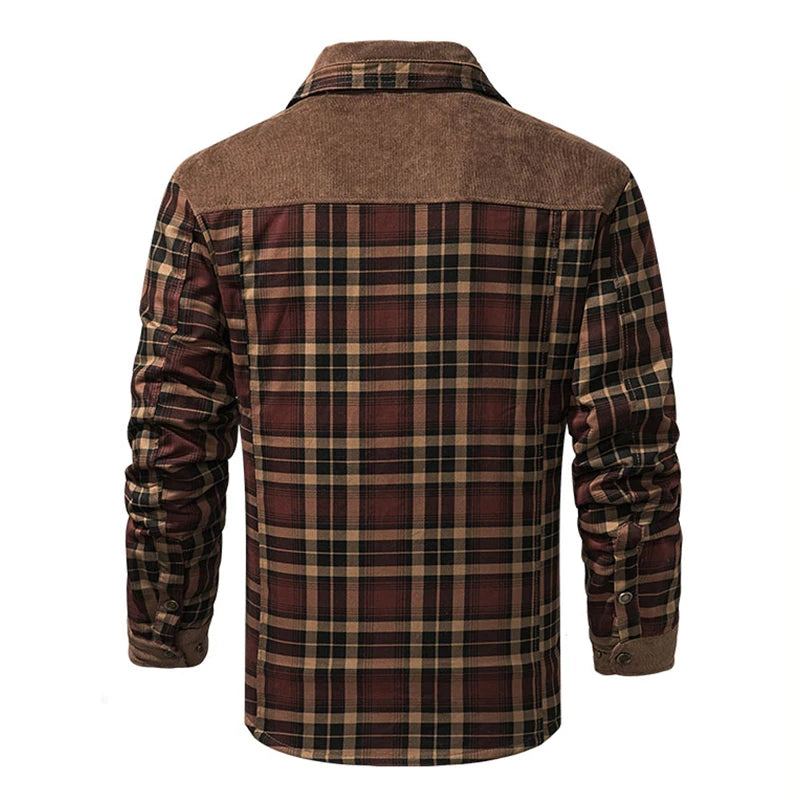 Veste D'hiver Hommes Polaire Épais Chaud Coton À Carreaux Automne Manteau Décontracté Doublure Chaude Homme - Café