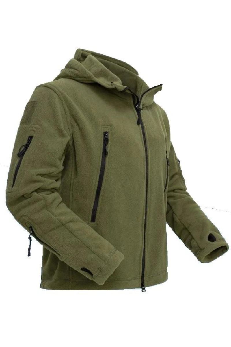 Veste D'hiver Hommes Polaire Manteau Vêtement D'extérieur Pour Homme Chaud Fermeture Éclair Décontracté Vêtements À Capuche Manteaux