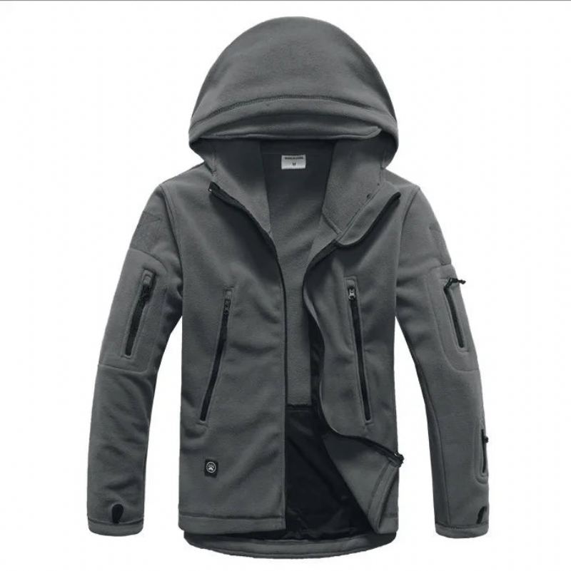 Veste D'hiver Hommes Polaire Manteau Vêtement D'extérieur Pour Homme Chaud Fermeture Éclair Décontracté Vêtements À Capuche Manteaux - Kaki