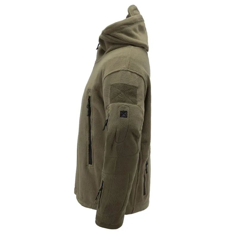 Veste D'hiver Hommes Polaire Manteau Vêtement D'extérieur Pour Homme Chaud Fermeture Éclair Décontracté Vêtements À Capuche Manteaux - Kaki