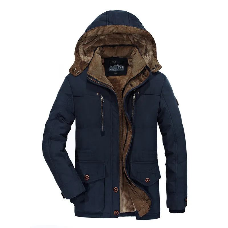 Veste D'hiver Hommes Vêtements D'extérieur Coupe-vent Militaire Fourrure Peluche Épaissir Polaire - Café