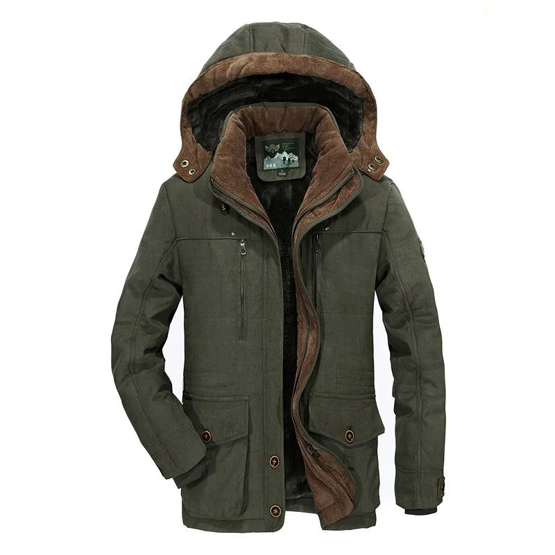 Veste D'hiver Hommes Vêtements D'extérieur Coupe-vent Militaire Fourrure Peluche Épaissir Polaire - Café