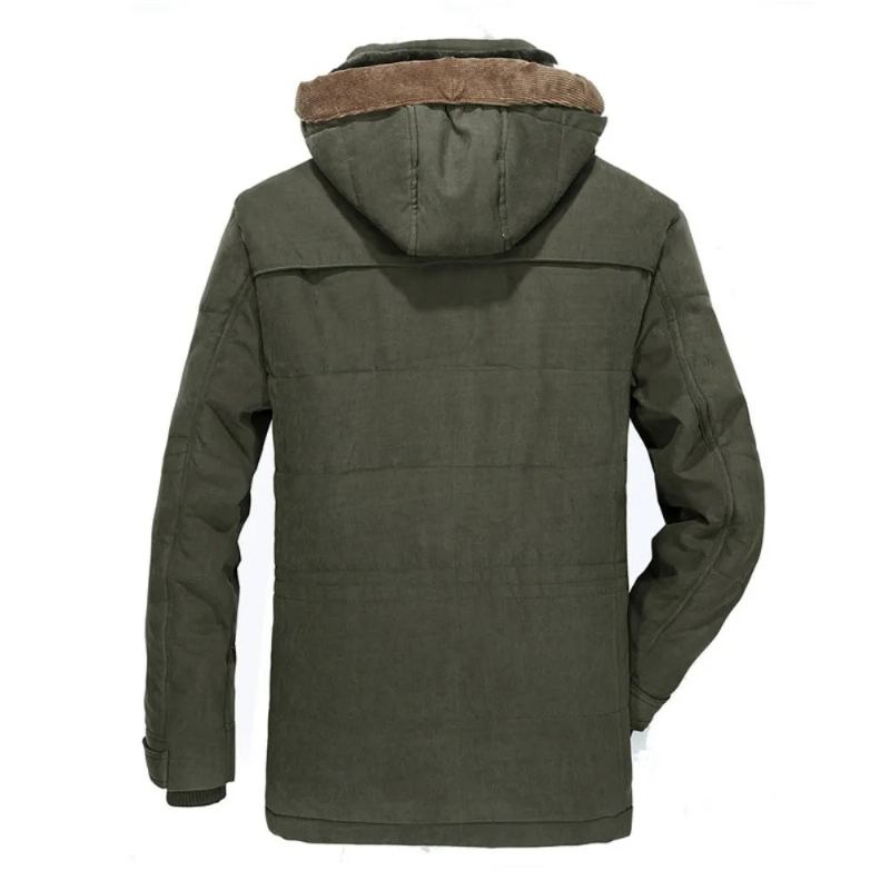 Veste D'hiver Hommes Vêtements D'extérieur Coupe-vent Militaire Fourrure Peluche Épaissir Polaire - Café