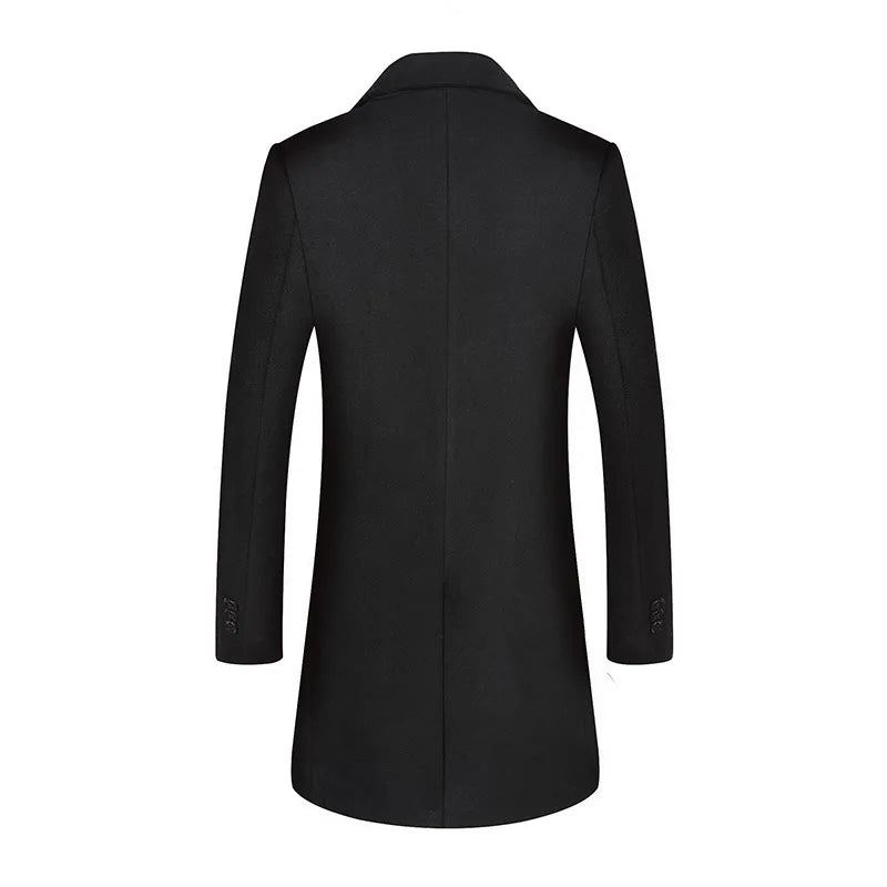 Veste D'hiver En Laine Pour Hommes Double Boutonnage Longue Section Mélange Épais Manteau D'affaires Revers En Trench Slim Coupe-vent - Rouge