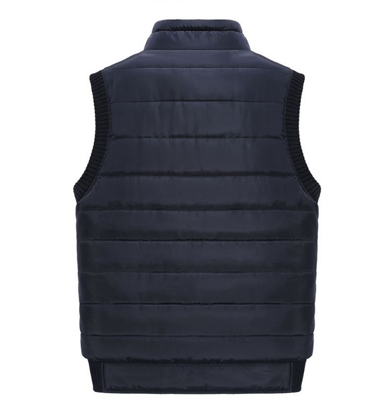 Veste D'hiver Sans Manches Pour Homme Manteau Chaud En Polaire Col Montant Gilet Épais De L'armée Vêtements - Noir