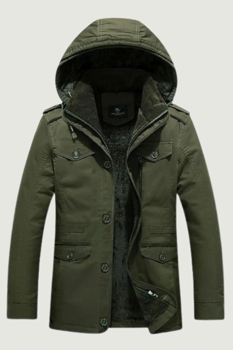 Veste D'hiver Surdimensionnée Pour Homme Parka À Capuche Multi-poches Polaire Épaisse Vêtements Hommes