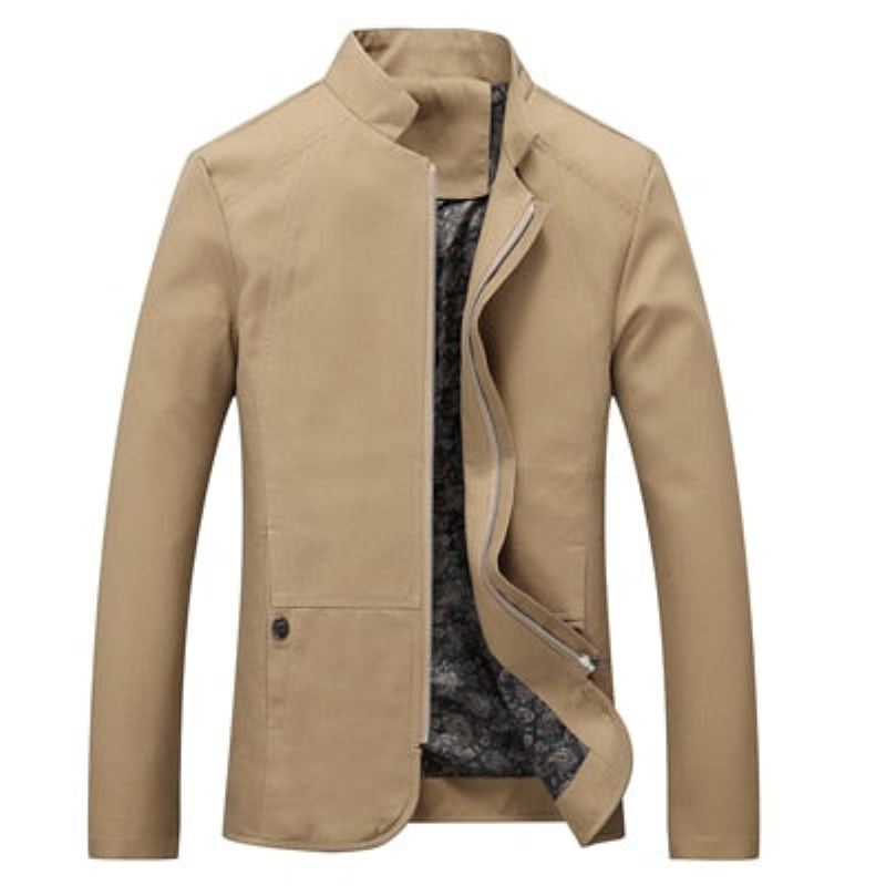 Veste Homme Printemps Automne Coupe-vent Manteaux Décontracté Solide Vêtement D'extérieur Pour Vêtements - Beige