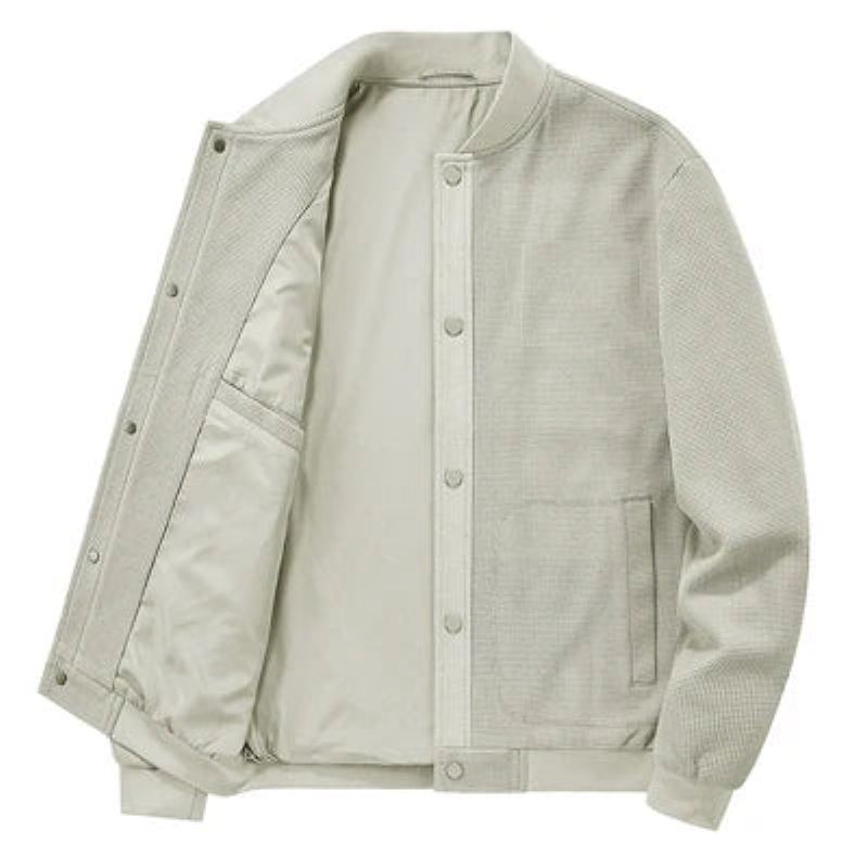 Veste Pour Hommes Décontracté Vêtements D'extérieur Coupe-vent Gaufre Manteaux De Sport Homme Vestes De Baseball - Beige