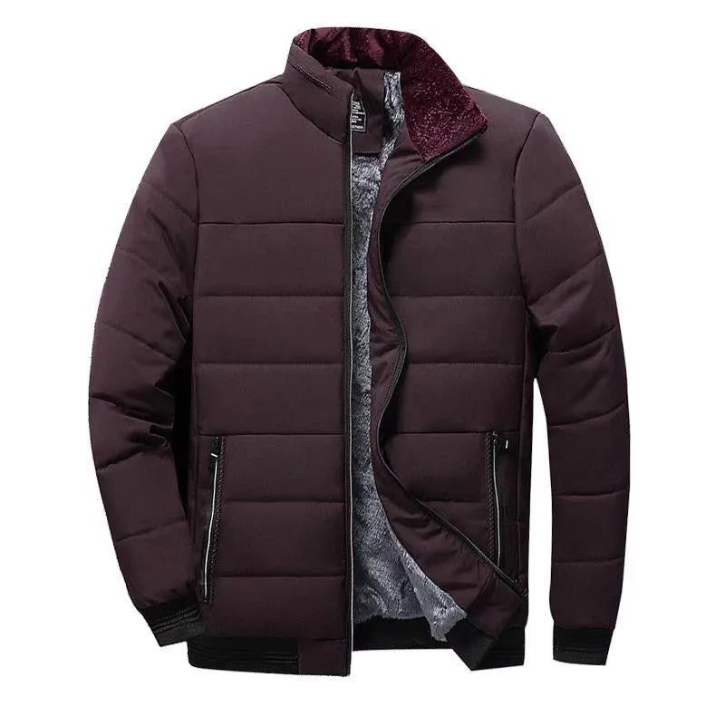 Veste Hommes Épais Polaire Parkas Fermeture Éclair Chaud Vêtements D'extérieur Mince Vestes Décontractée Hiver Coupe-vent Manteaux - Noir