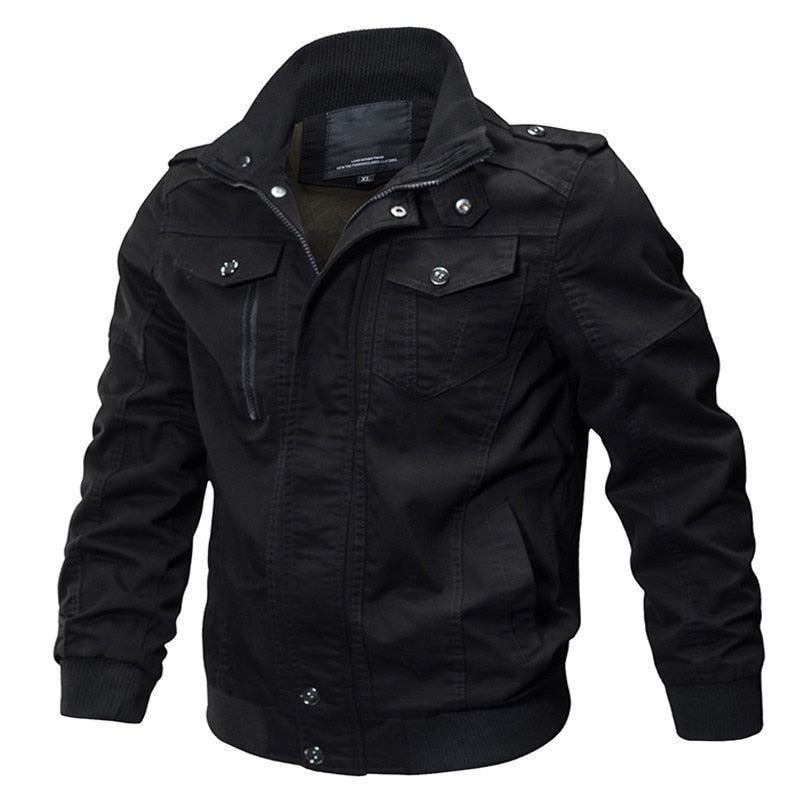 Veste Hommes Hiver Militaire Armée Pilote Bomber Tactique Décontracté Air Force Vol - Noir