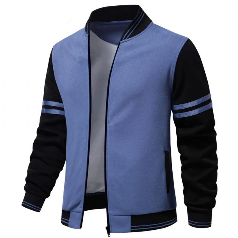 Veste Hommes Printemps Automne Baseball Manteau Décontracté Manches Patchwork Vêtement D'extérieur Pour Homme - Bleu