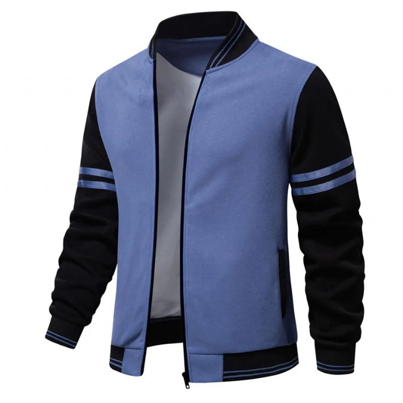 Veste Hommes Printemps Automne Baseball Manteau Décontracté Manches Patchwork Vêtement D'extérieur Pour Homme - Bleu