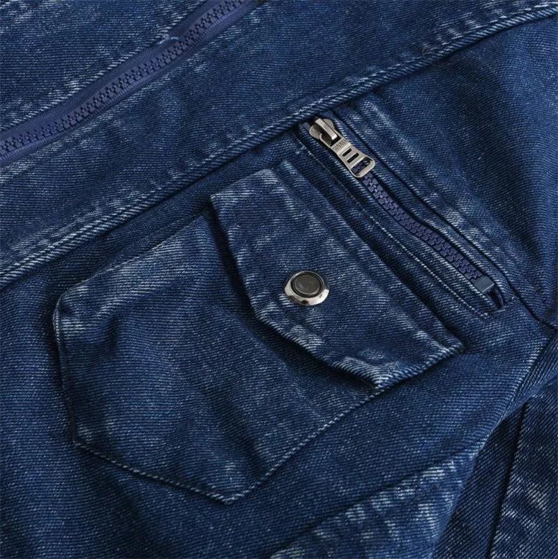 Veste En Jean D'hiver Plus Velours Chaud Solide Épais Décontractée Hommes Coton En Manteau À Capuche - Bleu