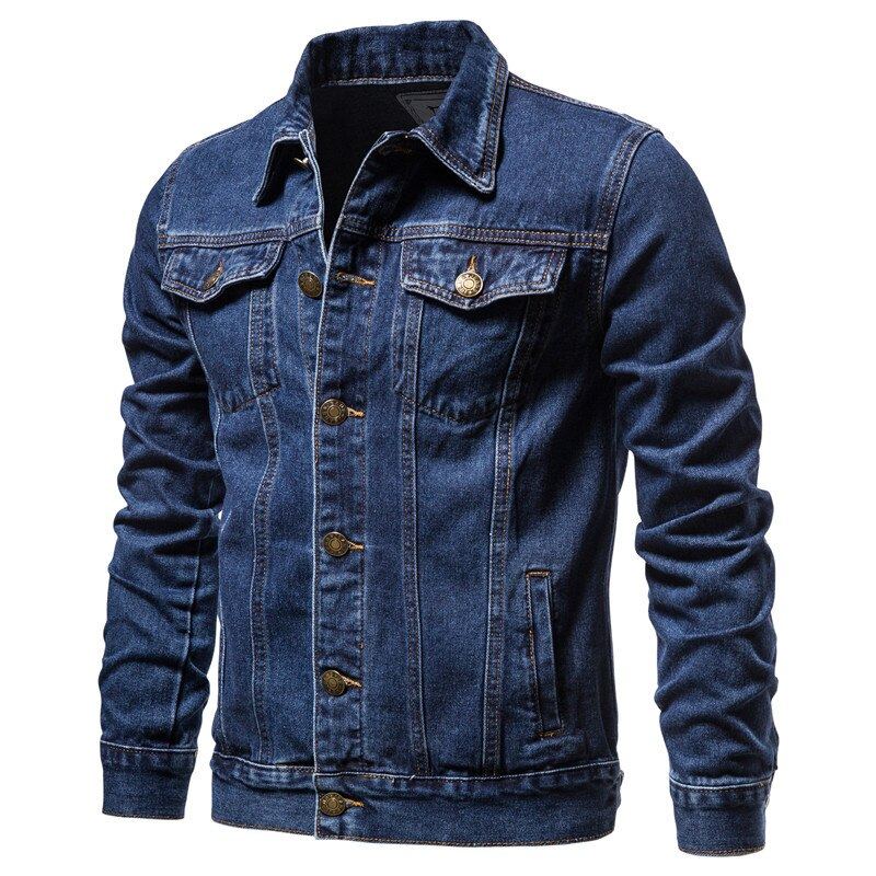 Veste En Jean Pour Hommes Coupe Cintrée Streetwear Hip Hop Punk Manteau Bleu En Coton Haute Qualité Cowboy Vêtements D'extérieur Printemps Automne - Noir