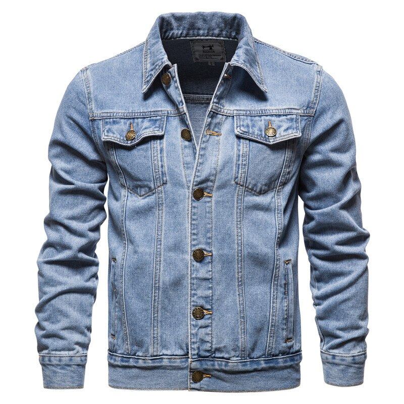 Veste En Jean Pour Hommes Coupe Cintrée Streetwear Hip Hop Punk Manteau Bleu En Coton Haute Qualité Cowboy Vêtements D'extérieur Printemps Automne - Noir