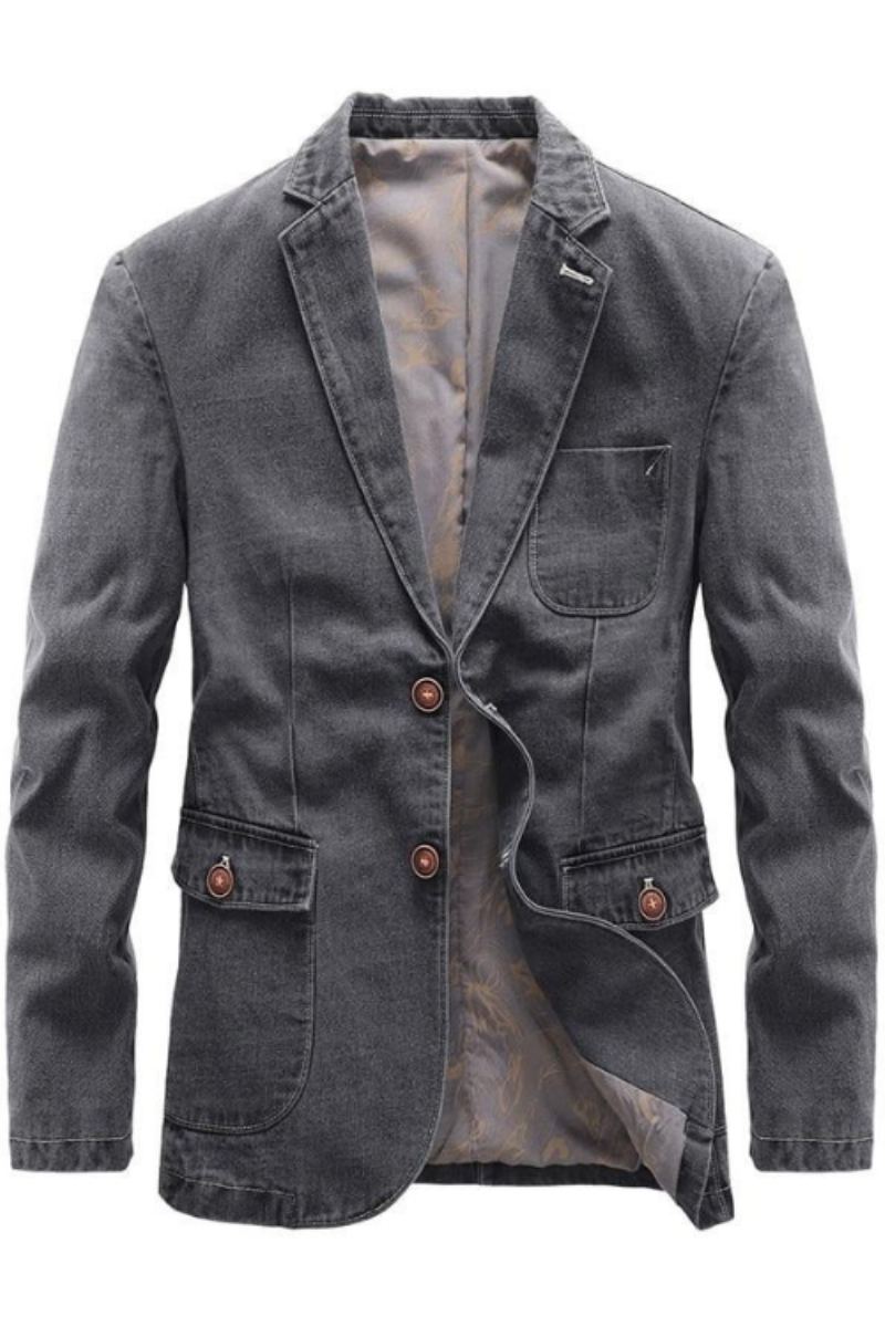 Veste En Jean Pour Hommes En Denim Fine Et Tendance Vêtements D'extérieur Coupe-vent Décontracté Manteaux De Cowboy Automne