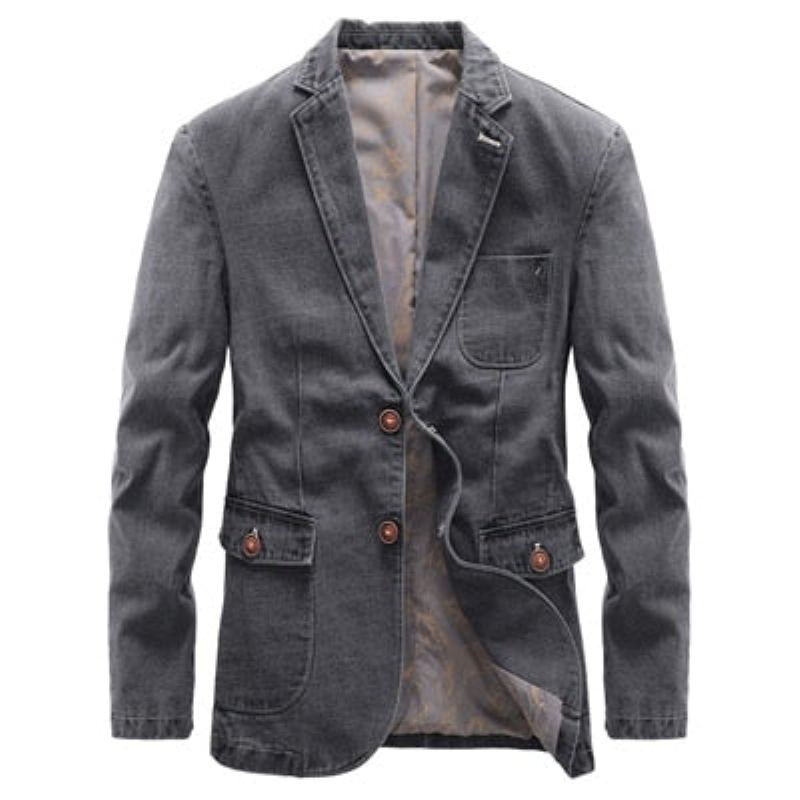 Veste En Jean Pour Hommes En Denim Fine Et Tendance Vêtements D'extérieur Coupe-vent Décontracté Manteaux De Cowboy Automne - Noir