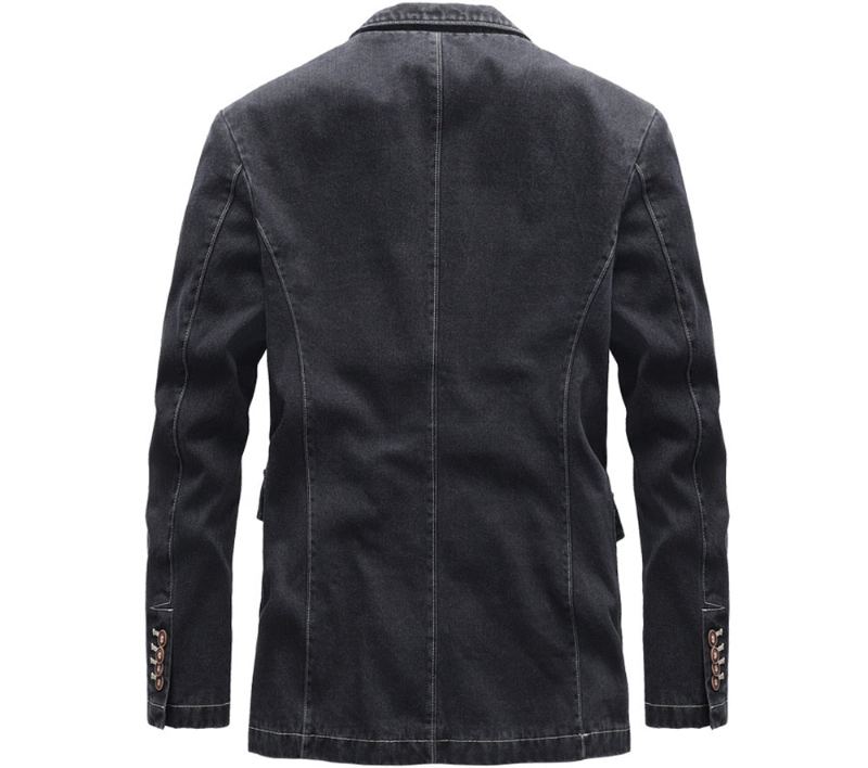 Veste En Jean Pour Hommes En Denim Fine Et Tendance Vêtements D'extérieur Coupe-vent Décontracté Manteaux De Cowboy Automne - Noir