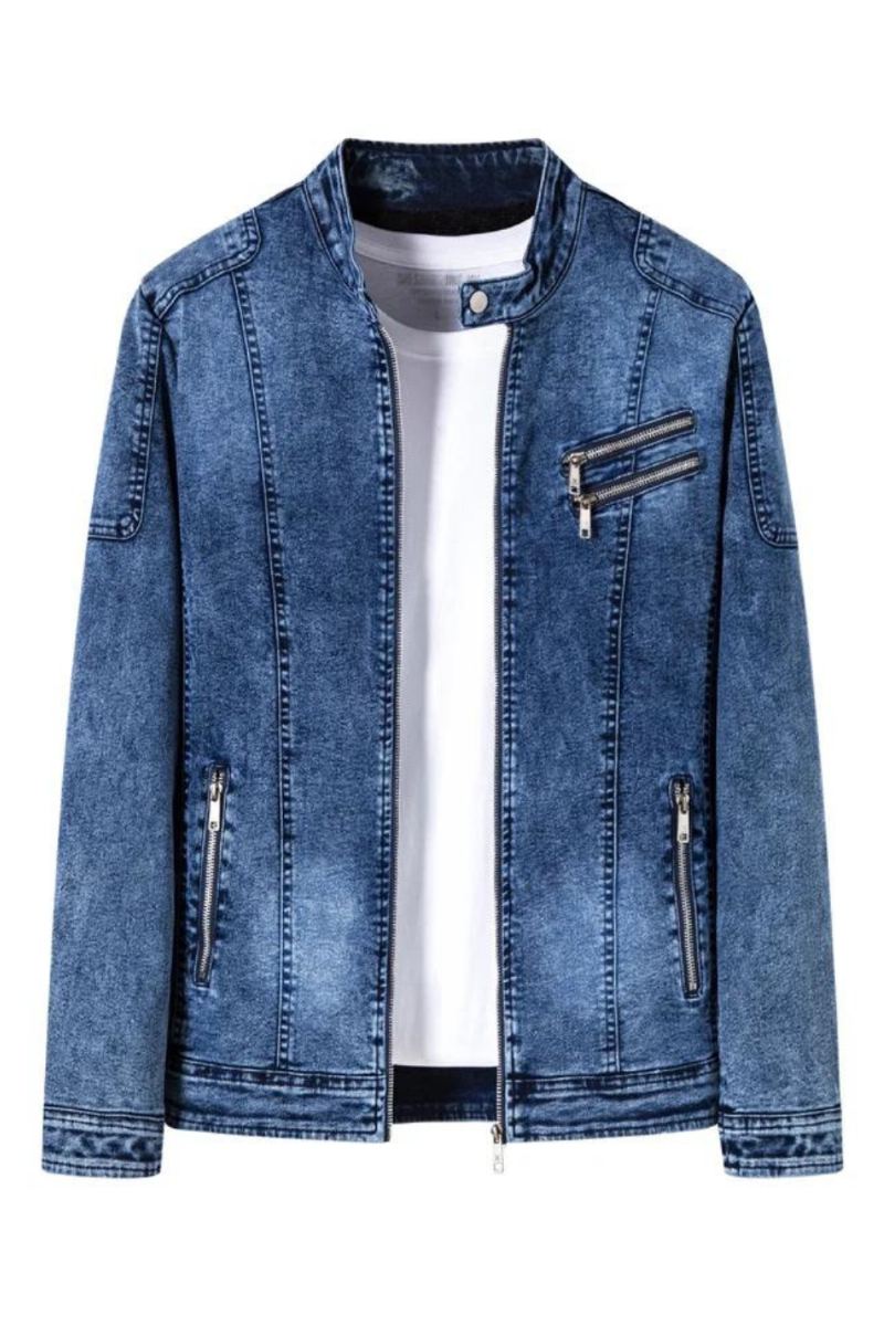 Veste En Jean Hommes Vestes En Coupe Ajustée Coton Vêtements D'extérieur Manteau Printemps Automne