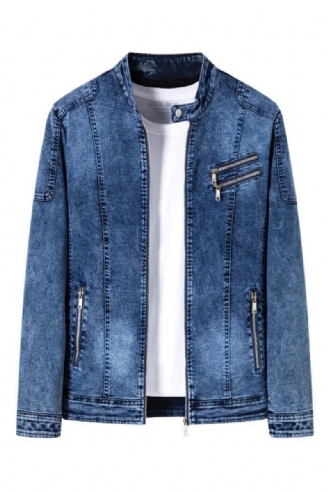 Veste En Jean Hommes Vestes En Coupe Ajustée Coton Vêtements D'extérieur Manteau Printemps Automne