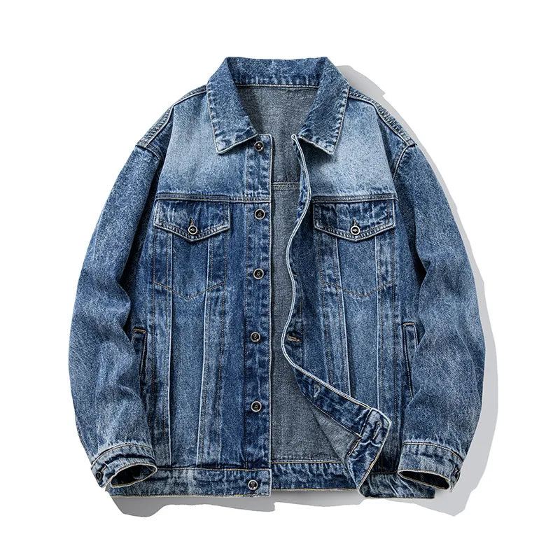 Veste En Jean Pour Hommes Vestes Multi-poches Solides Décontractées Streetwear Manteaux Printemps Automne - Bleu